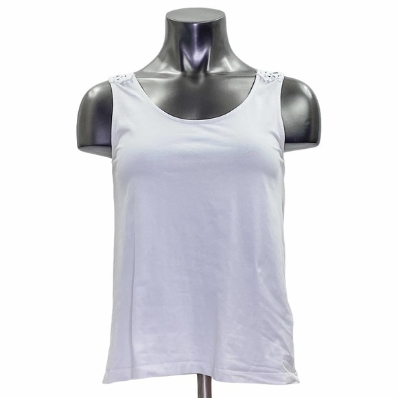 Chelsea & Theodore Tops - CHELSEA & Theodore White Crochet Tank Top Blouse
